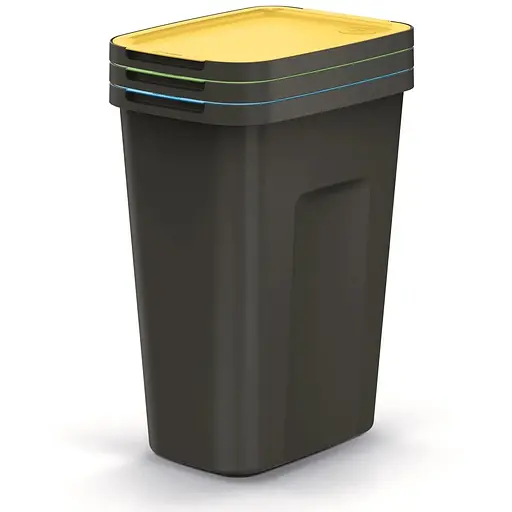 Баки для сортування сміття Prosperplast Keden Compacta Q Plus, комплект 3x35 л, чорний, кришка синя, зелена, жовта - фото 7