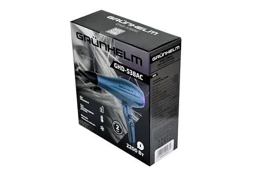 Професійний потужний фен GRUNHELM Professional tools з регуляцією температури та швидкості для сушіння та укладання волосся, Сірий 2200 Вт - фото 6