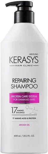 Набор: шампунь Kerasys Hair Clinic Repairing Shampoo Восстанавливающий 600 мл + кондиционер Kerasys Hair Clinic Repairing Rinse Восстанавливающий 600 мл - фото 2