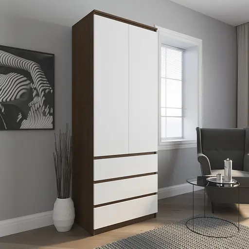 Шафа для одягу Vays R-9, 3 шухляди, штанга, без ручок, ЛДСП, 80×50×211 см – для спальні, вітальні, передпокою - фото 8