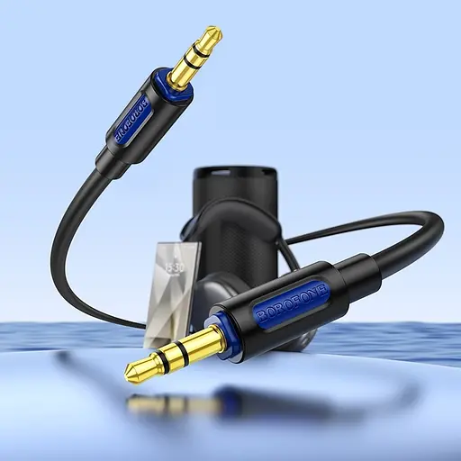 Аудіокабель BOROFONE BL20 True sound silicone audio cable AUX Black - фото 5