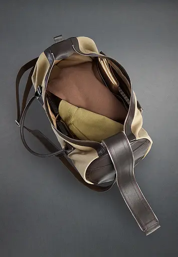 Сумка Harper MAXI з канвасу з темно-коричневими шкіряними вставками - фото 4