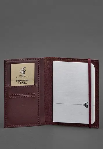 Шкіряна обкладинка для паспорта 2.0 бордова Краст - фото 4