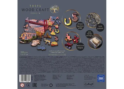 Пазл Trefl деревянный фигурный Закат над Золотыми воротами 1000 эл. (20164) - фото 4