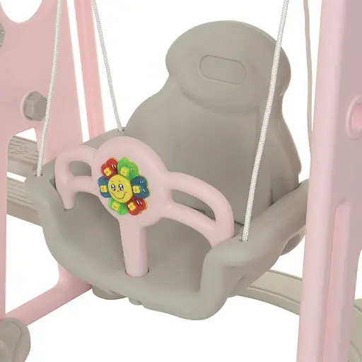 Дитяча гірка-гойдалка BAMBI YG2020-1-8 з баскетбольним кільцем, ш153-г195-в113см, рожева - фото 5