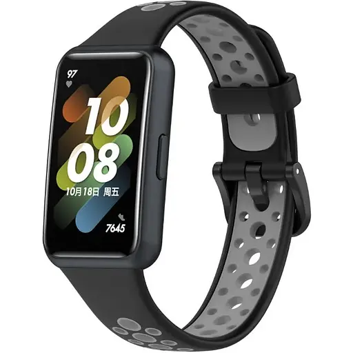 Ремінець DK для Huawei Band 7 Silicone Sport Band Nike (black / grey) - фото 2