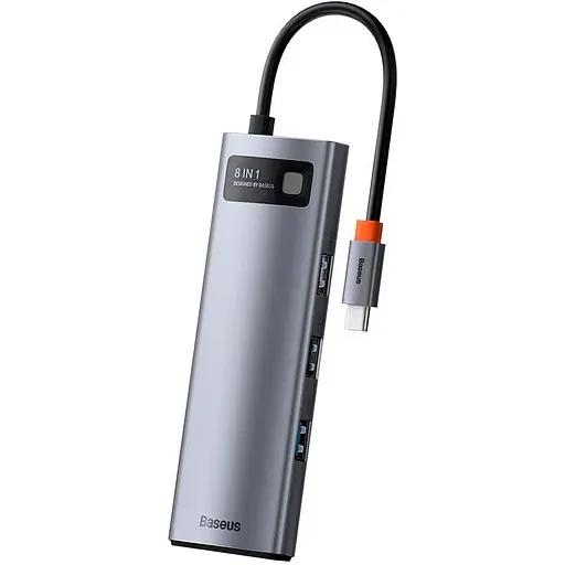 USB-хаб Baseus Metal Gleam Series 8-in-1 Multifunctional Type-C HUB Space Gray (CAHUB-CV0G) [77937] - фото 2