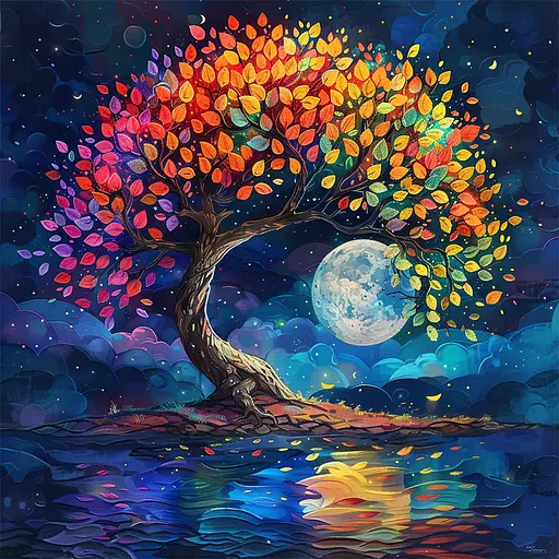 Алмазная мозаика "Красочное дерево" Brushme BH020 неполная выкладка 25х25 см - фото 2