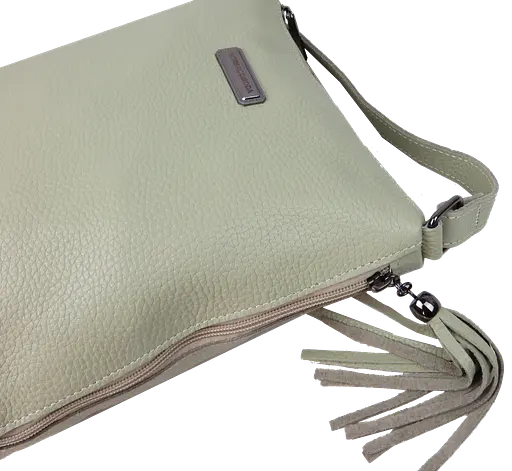 Женская кожаная сумка на плечо Borsacomoda салатовая sum0028729 - фото 9