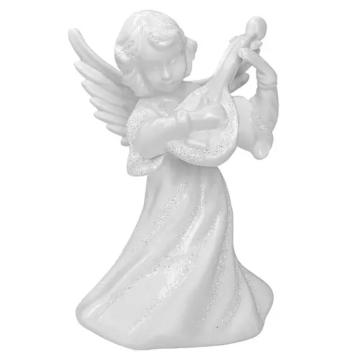 Новорічна підвіска MIS LT Янгол з бандурою великий 6х4,5х10 см білий - фото 1