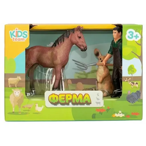 Дитячий іграшковий набір Ферма Kids Team Q9899-T1_1 кролик, конячка, фермер - фото 1