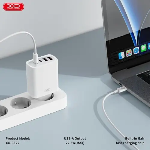 Мережевий зарядний пристрій XO CE22 (EU) 45W GaN Nitride (2USB-C+2USB-A) Fast Charging Charger Білий - фото 2