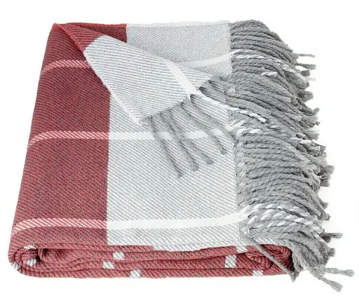 Плед бавовняний Vladi Валенсія Гаррі 140х200 біло-бордовий 6 (1029) - фото 1