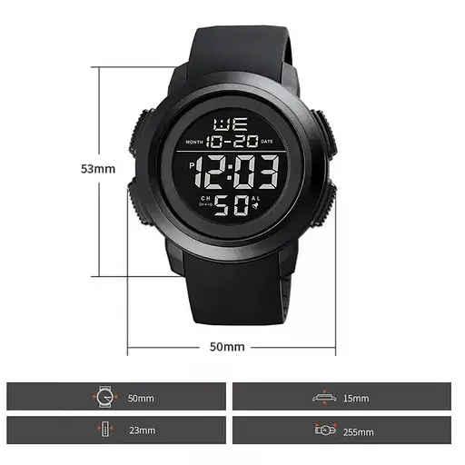 Спортивные мужские часы Skmei 1719 (Черные с черным) - фото 7