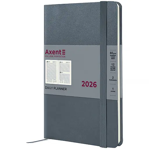 Дневник Axent 2026 Partner Strong 145х210 мм серый (8819-26-62-A)
