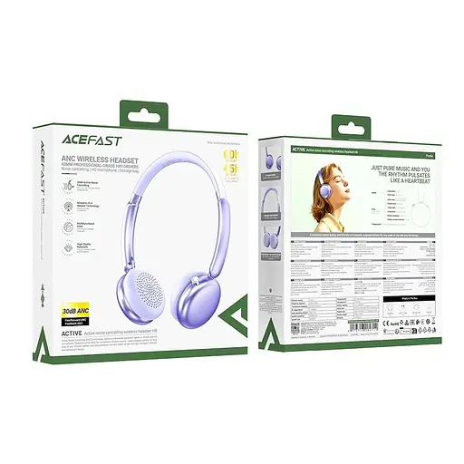 Навушники бездротові Acefast накладні H8 active noise cancelling wireless headset Сріблястий - фото 2
