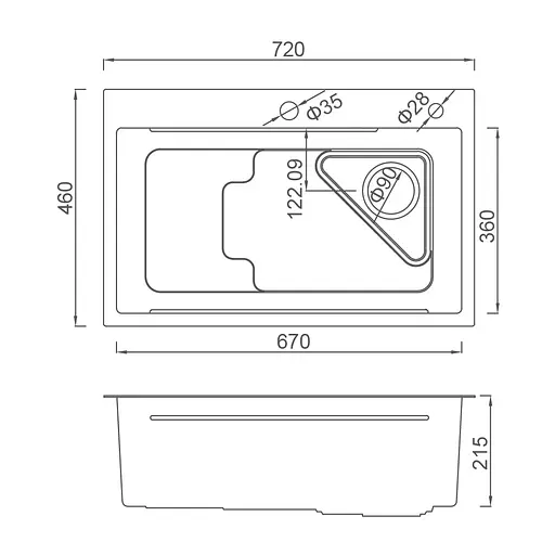 Кухонная мойка Gappo GS7246-6 накладная 720x460 мм, нержавеющая сталь, поверхность PVD, Черный - фото 7