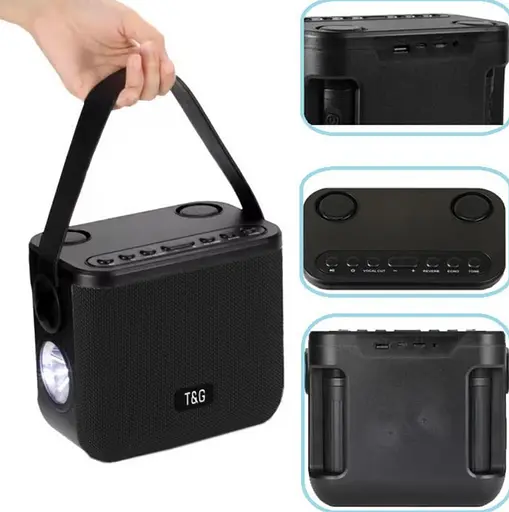 Портативна Bluetooth-колонка TG545DK 10W з ліхтариком та двома мікрофонами Black - фото 3