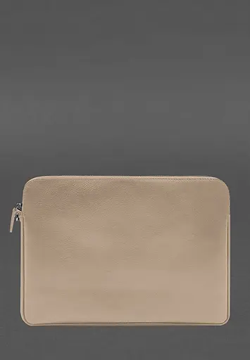Кожаный чехол BlankNote для ноутбука на молнии с карманом и петлей на руку Светло-бежевый - фото 4