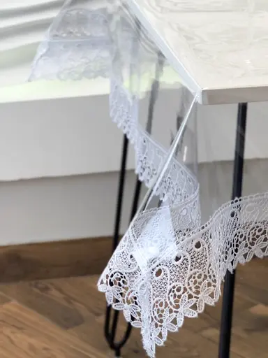 Силиконовая скатерть с белым кружевом 7 см 320х110 см - фото 2