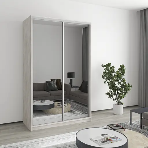 Шафа-купе дводверна MebelStar Стандарт AL 2 Дзеркала 130x60x210 см Аляска сірий (MBS-2561)