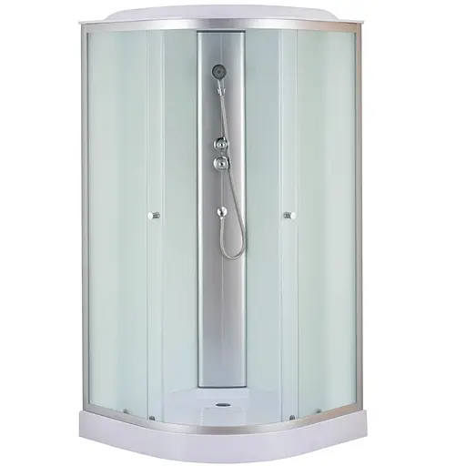 Душевой бокс без гидромассажа Mixxus Strong SB02-90x90x215-FB Satin с низким поддоном MI6886, Хром матовый, матовый, хром матовый - фото 1