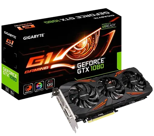 Видеокарта GeForce GTX 1080 8GB Gigabyte G1 Gaming (GV-N1080G1 GAMING-8GD) Б/У - фото 1