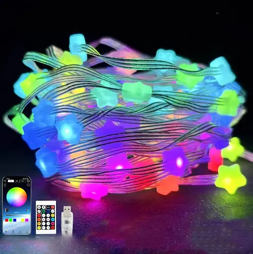 Гирлянда Sun Lamp Умная светодиодная музыкальная 33LED 5 метром большие Звездочки Multi USB - фото 3