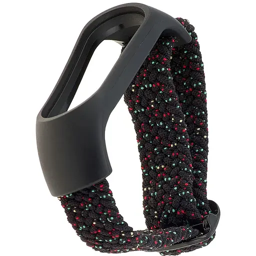 Ремешок Braided Buckle Enhanced Mi Band 3/4/5/6/7 Pollen Черный - фото 1