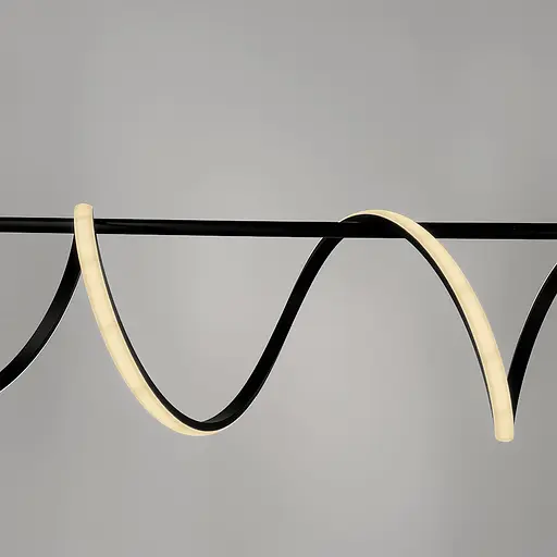 Видовжена чорна LED люстра із світлодіодною хвилею та білим плафоном Line.F MJ 189-1500 BK - фото 3