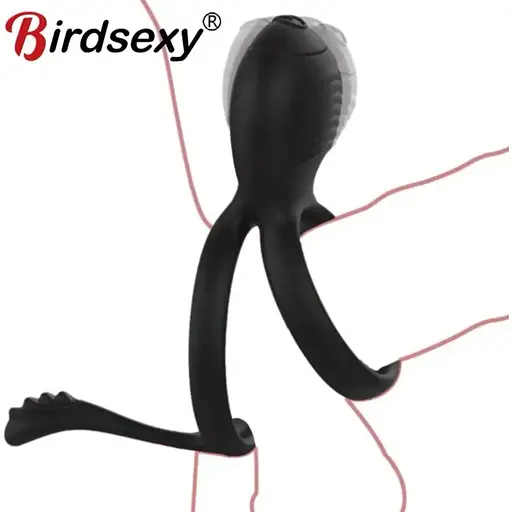 Подвійне ерекційне кільце з хвостиком та вібростимуляцією - фото 4