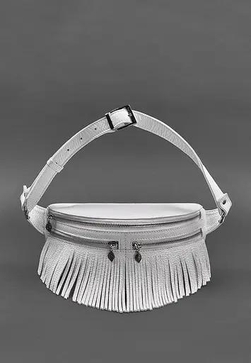 Шкіряна жіноча сумка на пояс Spirit біла - фото 3