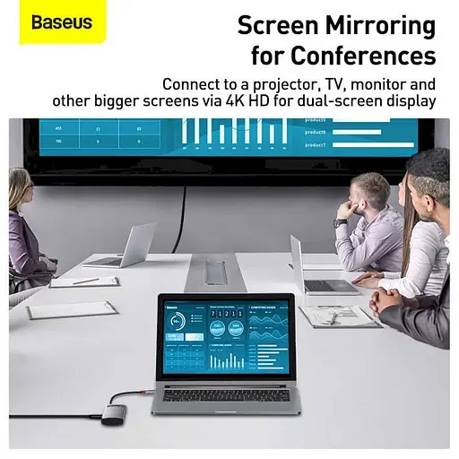USB-хаб Baseus Metal Gleam Series 4-in-1 Multifunctional Type-C Hub Docking Station Gray (CAHUB-CY0G) [75254] - фото 8
