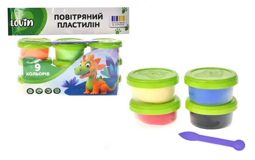 Набір для ліплення з повітряним пластиліном, 9 кольорів, у стаканчиках, TM Lovin