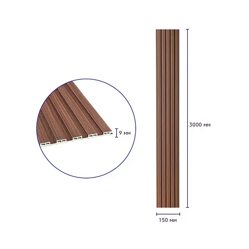 Рейка декоративна Wall Sticker WPC стінова 3000х150х9 мм Капучино SW-00001868 - фото 3