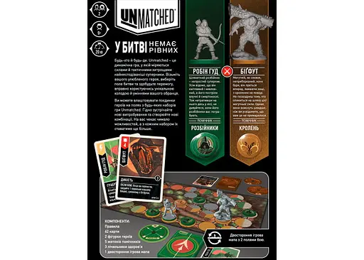 Настольная игра Geekach Games Unmatched: Робин Гуд против Бигфута (Unmatched: Robin Hood vs. Bigfoot) (укр.) (GKCH021RB) - фото 2