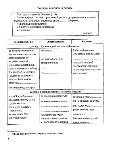 Хімія. Зошит для практичних робіт 8 клас - фото 6