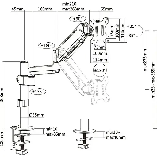 Настільне кріплення для монітора OfficePro MA721B 17`-32` Black [148290] - фото 8