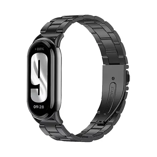 Комплект ремешки Tamister для фитнес-браслета Xiaomi Mi Band 8 и 9 Bead design Black - Milanese design Silver - фото 2