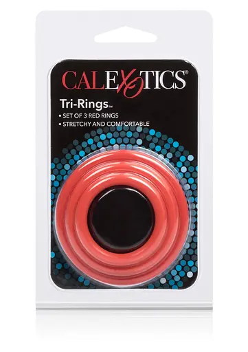 Ерекційне кільце CalExotics Tri-Rings 3 шт червоний - фото 5