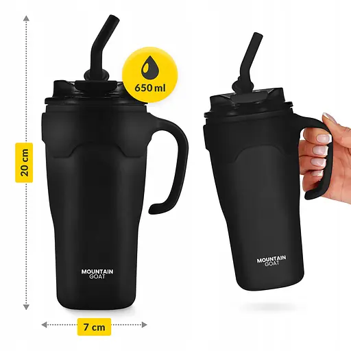 Термокружка Mountain Goat со соломинкой 0.65 л Black (P-5905973406123) - фото 6