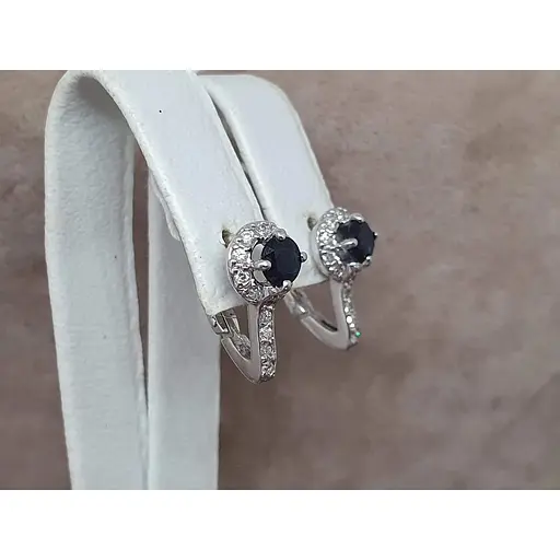 Золоті сережки Гаразд з діамантами і сапфірами. 3033353Б - фото 3