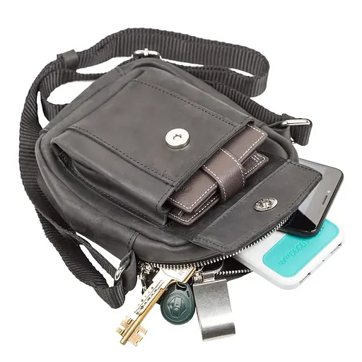 Чоловіча шкіряна сумка SHVIGEL 14х16х5 см 000154339 - фото 3