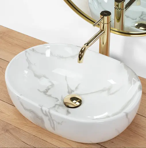 Умивальник Rea Amelia накладний marmo shiny REA-U8001, Мармур - фото 4