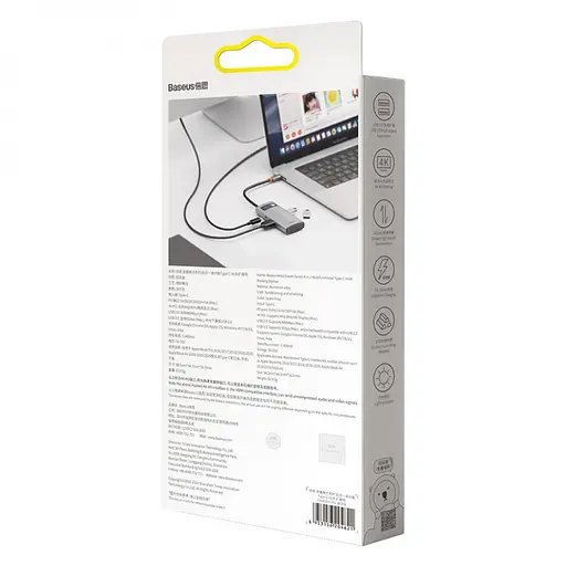 Usb Hub Baseus Metal Gleam Series 4-in-1 Multifunctional Type-C Серый (CAHub-CY0G) - фото 8