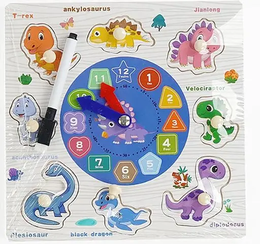 Вкладиші дерев’яні, годинник, дошка для малювання, маркер пиши-стирай (В асортименті)