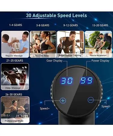 Массажный пистолет для мышц TYIAUS 30 скоростей 6 головок - фото 5