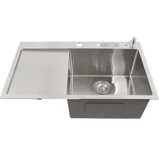 Кухонна мийка Nett NS-7848(L) з нержавіючої сталі з лівим крилом накладна - фото 8