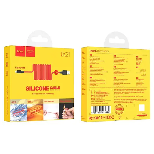 Кабель Hoco X21 USB to iP 2A 1 м silicone TPE connectors чорний+Червоний - фото 2