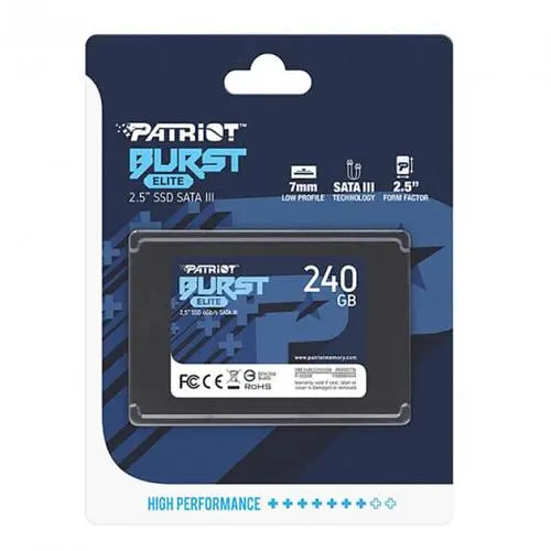 Твердотільний накопичувач SSD 240Gb, Patriot Burst Elite, SATA3, 2.5`, 3D TLC, 450/320 МБ/с (PBE240GS25SSDR) - фото 3
